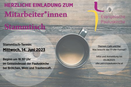 Mitarbeiter*innen-Stammtisch am 14.06.2023 um 18:30 Uhr | Café und Bar: Was braucht das 17 Uhr-Format?