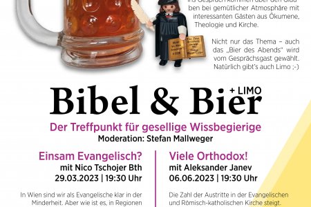 Bibel & Bier am 29.03.2023 und 06.06.2023, jeweils um 19:30 Uhr