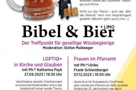 Bibel & Bier | LGPTIQ+ in Kirche und Glauben - Pfarrerin Katharina Payk | 27.09.2023, 19:30 Uhr