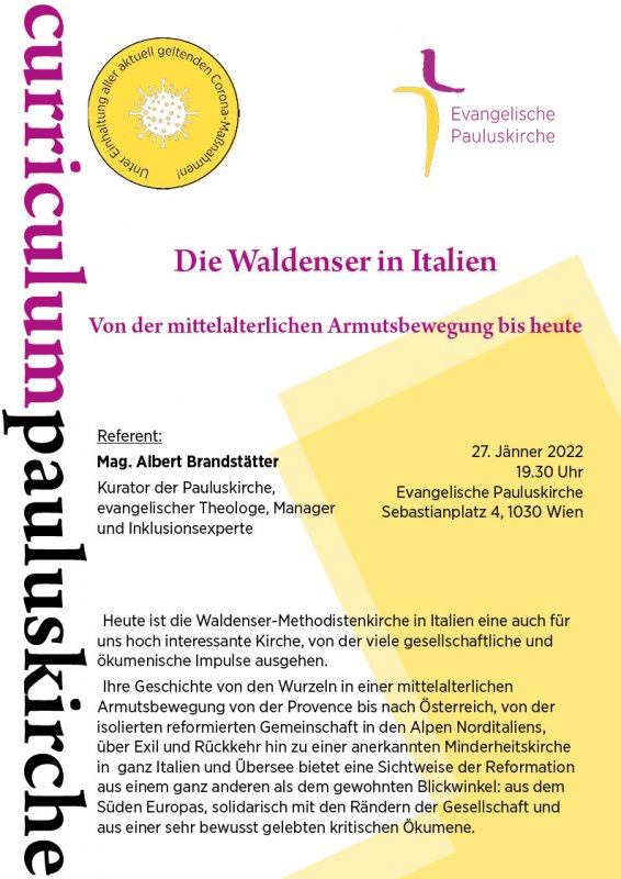 Curriculum - Die Waldenser in Italien - 27.01.2022 - 19:30 Uhr